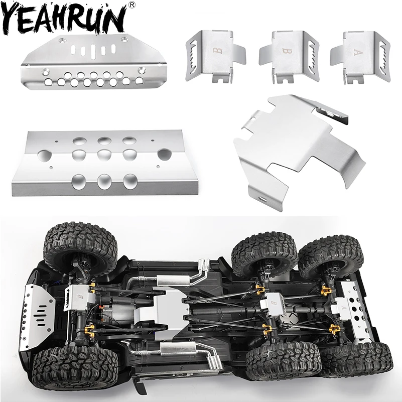 YEAHRUN Stainless Steel Chassis Armor Axle Protector Skid Plate for 1/10 RC Crawler Car TRX6 TRX-6 Upgrade Parts