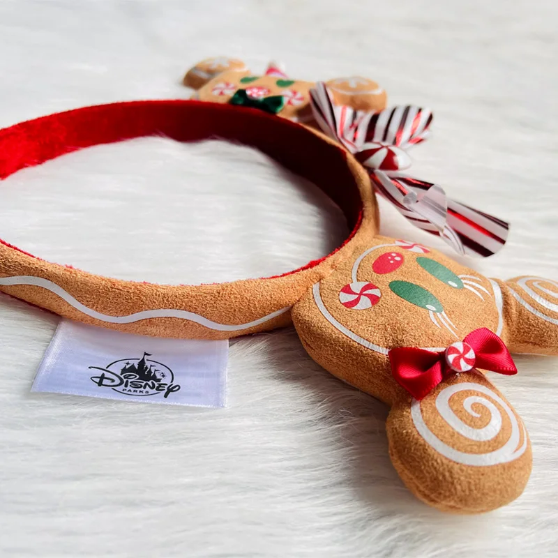 2020 New Disney Christmas Mickey Mouse Gingerbread Candy Headband Ears Headband Disneyland Minnie Christmas Decoration Gifts