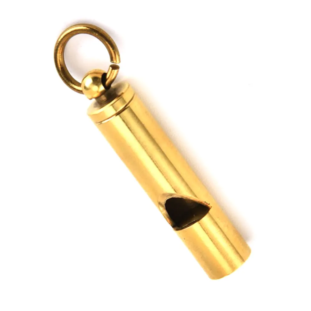 Outdoor Camping Boat Kayak Sailing Loudest Brass Whistle Emergency Survival Whistle With Key-Chain