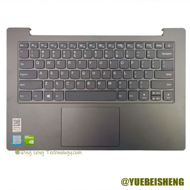 

YUEBEISHENG NEW for Lenovo V530S-14 V530S-14IKB V6-14 V6-14IKB Palmrest US keyboard upper cover upper case Touchpad,Dark Gray