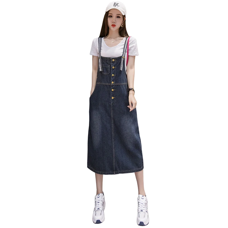 Summer Dress 2022 Robe Jeans Dress Women Suspenders Denim Dresses Female Overalls Long Sundress Robe Femme S-5XL  A463