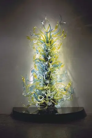 Gorgeouse Green Blue Shade Blown Glass Sulpture Luxury Home Hotel Hallway Foyer Art Deco Large Floor Standing Sculpture