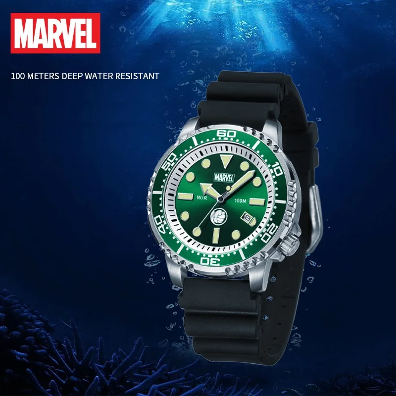 Marvel Avengers For Mens Watches Japan Quartz Wristwatch Male Hulk Black Widow Venon 10Atm Rotation Gear Bezal Date New Religion