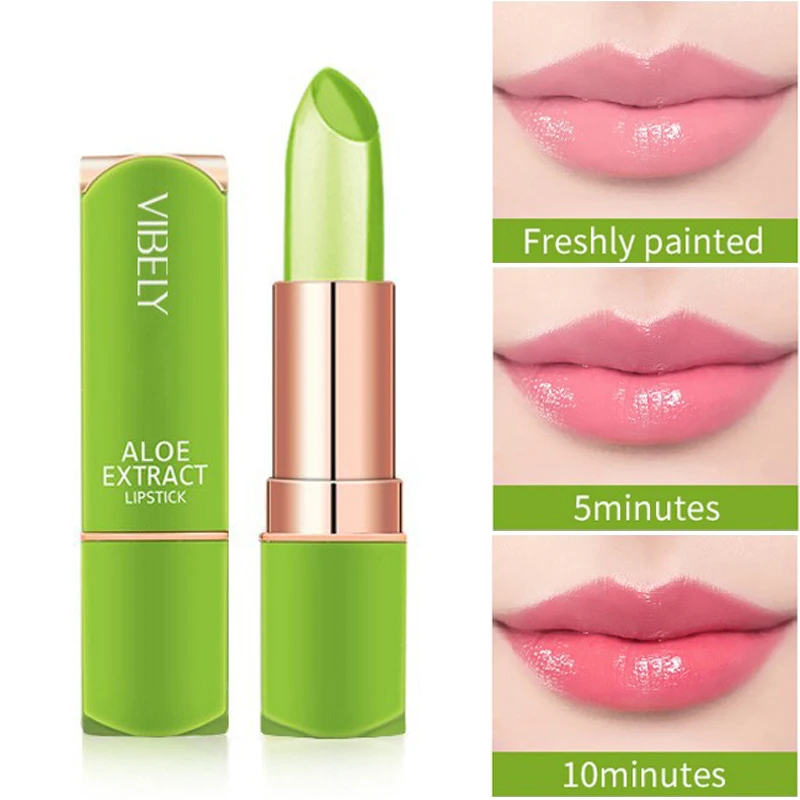 1PC ลิปบาล์มว่านหางจระเข้เปลี่ยนสีวุ้นลิปสติก Hydrating Moisturizing Lipbalm Long Lasting Makeup Lip Stick เครื่องสำอางค์