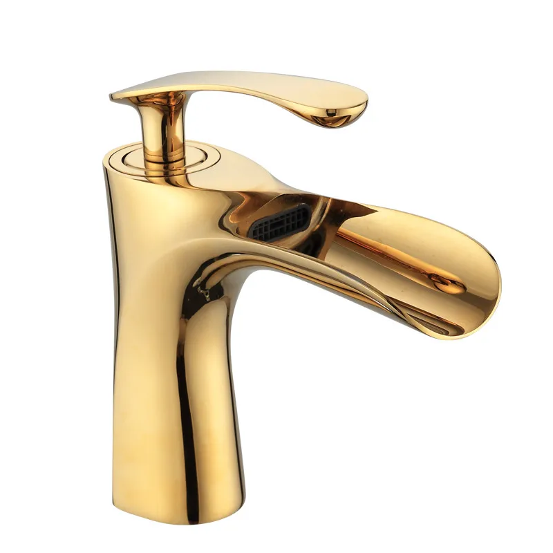 Bathroom Basin Faucets Brass Sink Mixer Taps Hot & Cold Single Handle Waterfall Faucets Free Shipping Gold/Chrome/Nickel/Black