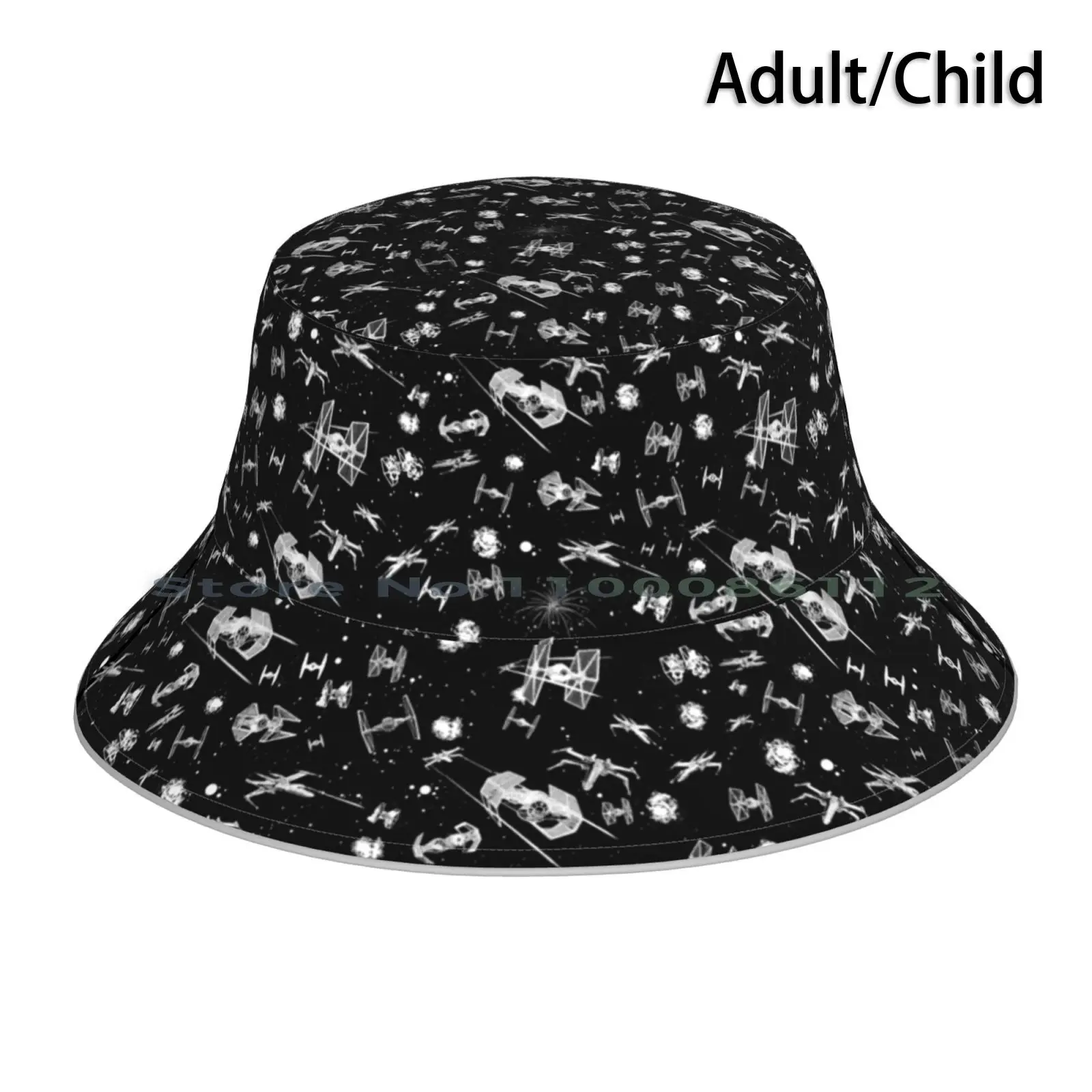 Space Ship Battle Bucket Hat Sun Cap Stars War Droid Battle Jedi Spaceships Foldable Outdoor Fisherman Hat