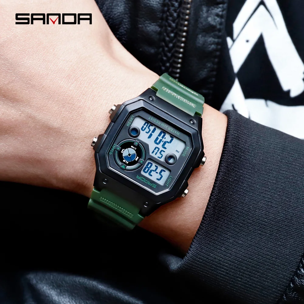 SANDA Brand Men Sports Watches Fashion Chronos Countdown Men\'s Waterproof LED Digital Watch Man Military Clock Relogio Masculino