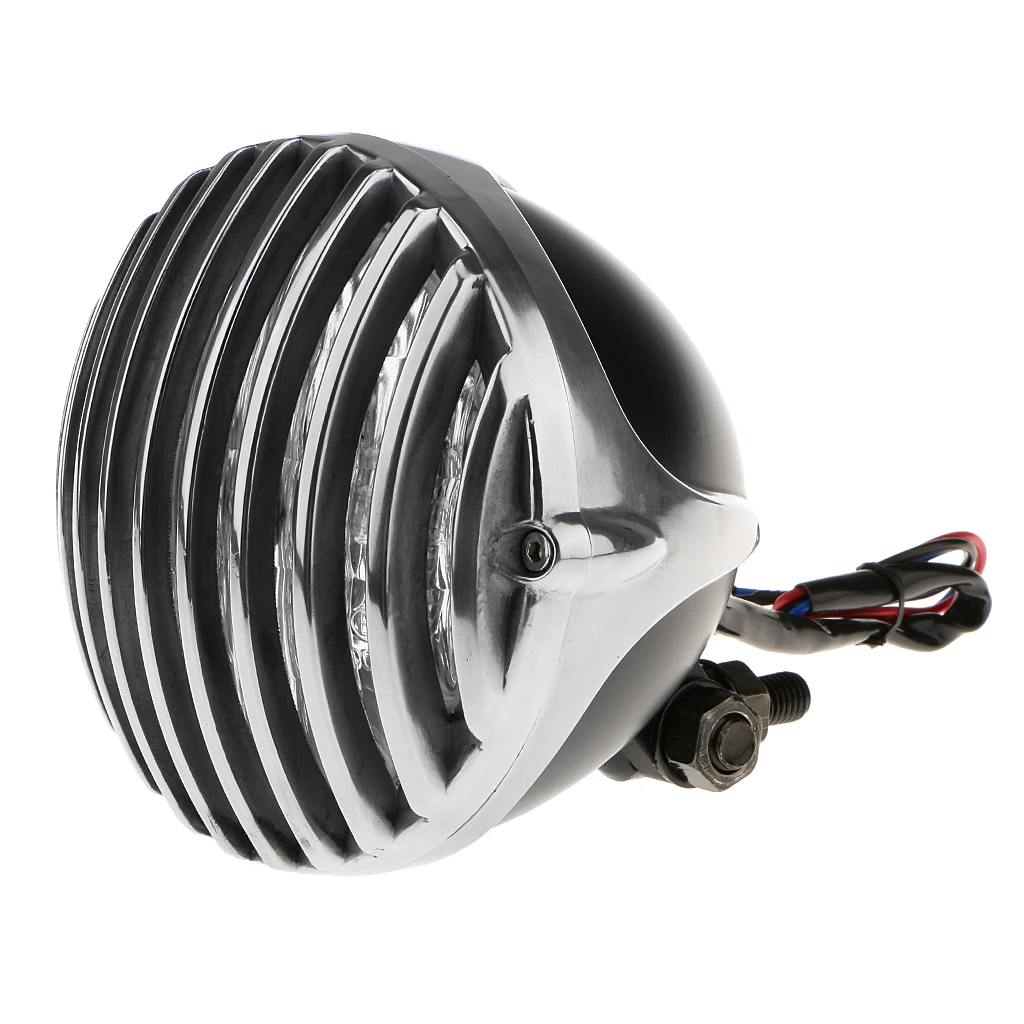 Motorcycle Front Headlight with Grill Cover Housing For Bobber Motorcycle Headlight Grill Motorcycle Light Assembly