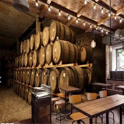 Traditional Wine Cellar Oak Wine Barrels Photo Wallpaper 3D Beer Bar Wine Winery Industrial Decor Background Mural Wall Paper 3D