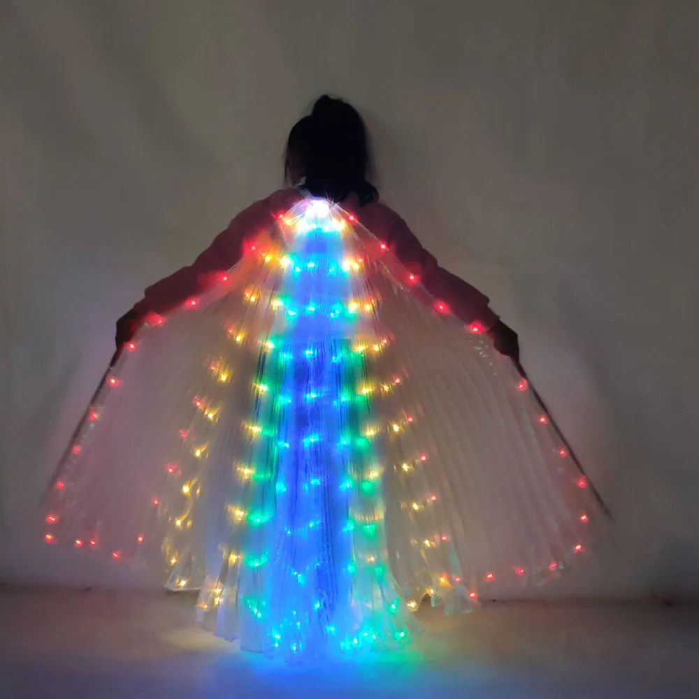 Ruoru LED Angel Wings Girls Belly Dance Costumes Kid Child Isis Wings LED Props Shining Light Party Dress Butterfly Dancewear