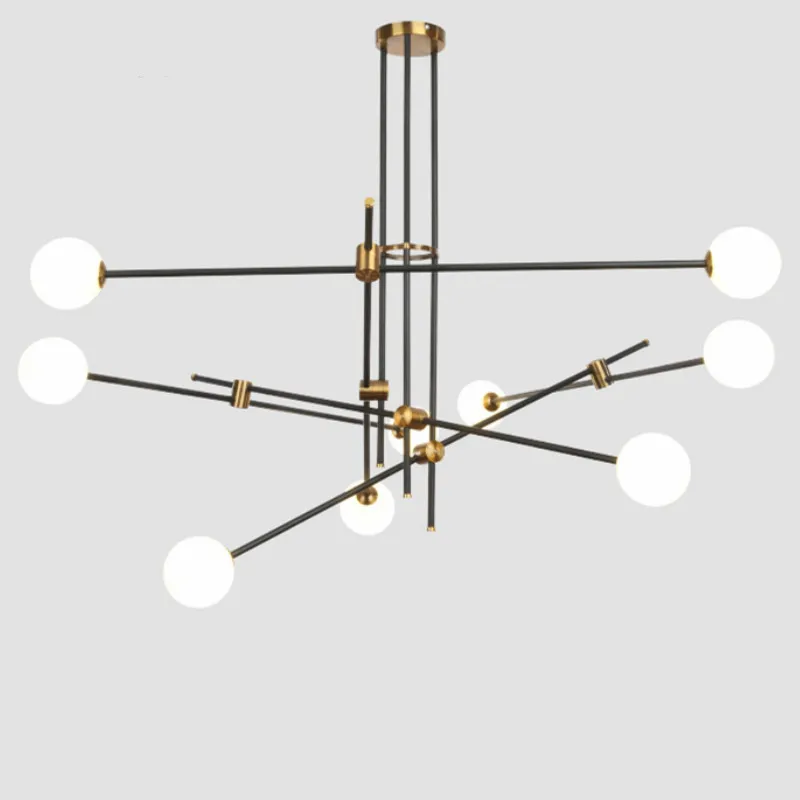 Energy Saver-Creative modern wrought iron retro living room dining room bedroom personality geometric line combination Pendant