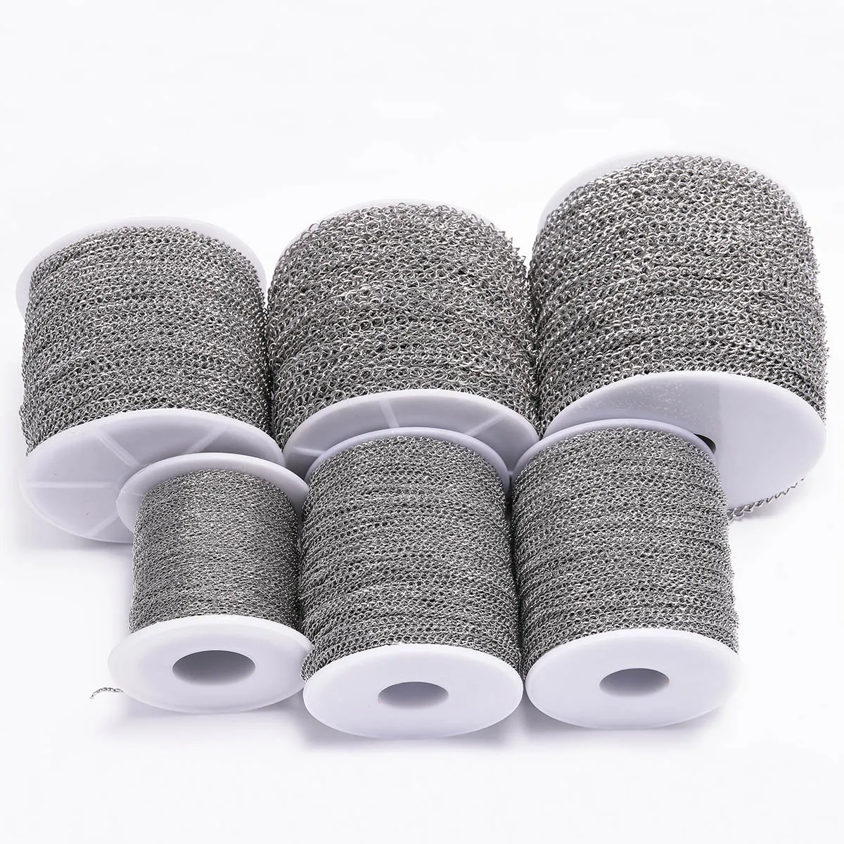 Correntes de colar de aço inoxidável 1.2-4.0mm, para joias diy, materiais de fabricação artesanal por atacado