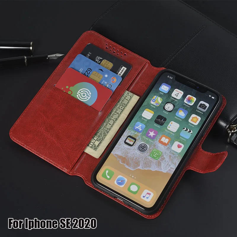 Luxury PU Leather Cover Case For Iphone SE 2020 Case Flip Protective Phone Back Cover Bag Capa For Iphone SE 2020