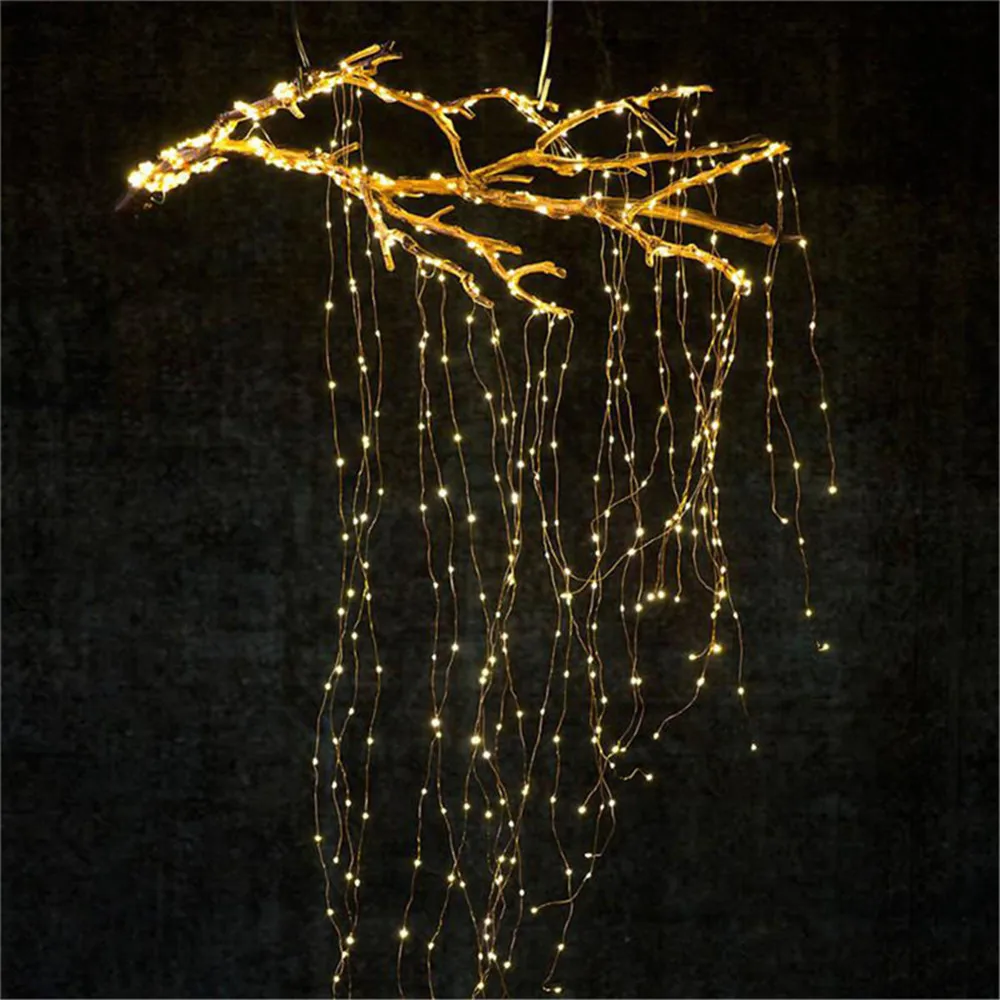 Guirlanda Icicle LED String Luz, Jardim Luz, Videiras, fio de cobre, 200 LED, Gypsophila Fairy, feriado, festa de Natal, UE, EUA Plug