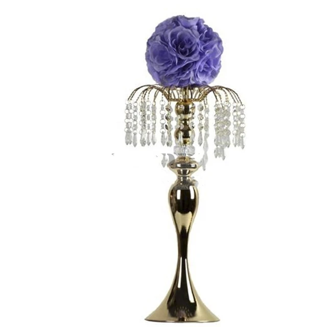 12pcs)50cm)Tall crystal beaded flower vase metal decorative vase for weddings flower stand centerpieces yudao1789