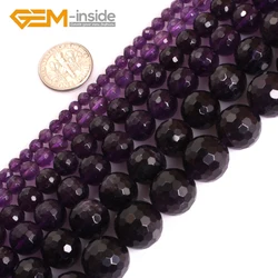 AAA Grade Genuine Natural Purple Amethysts Smooth Faceted Surface Semi-Precious Stone Loose Bead for Jewelry Making DIY 2mm-14mm