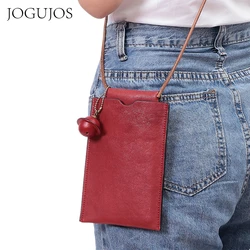 JOGUJOS Women Small Size Cute Cell Phone Bag for Girl Genuine Leather Fashion Daily Mobilephone Messenger Mini Bolsa Femle 2022