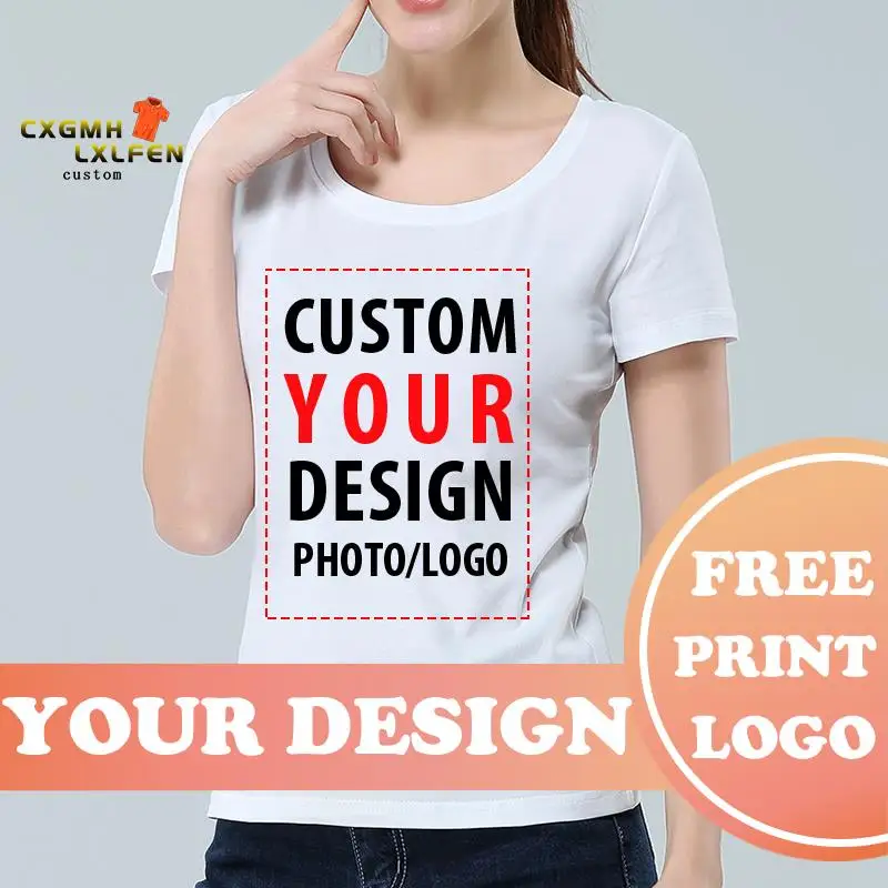 Design Your Own Custom T-shirt !00% Cotton White Men Women Tops Tees Add Print Personalized Photo Logo Family Breathable Tshirt