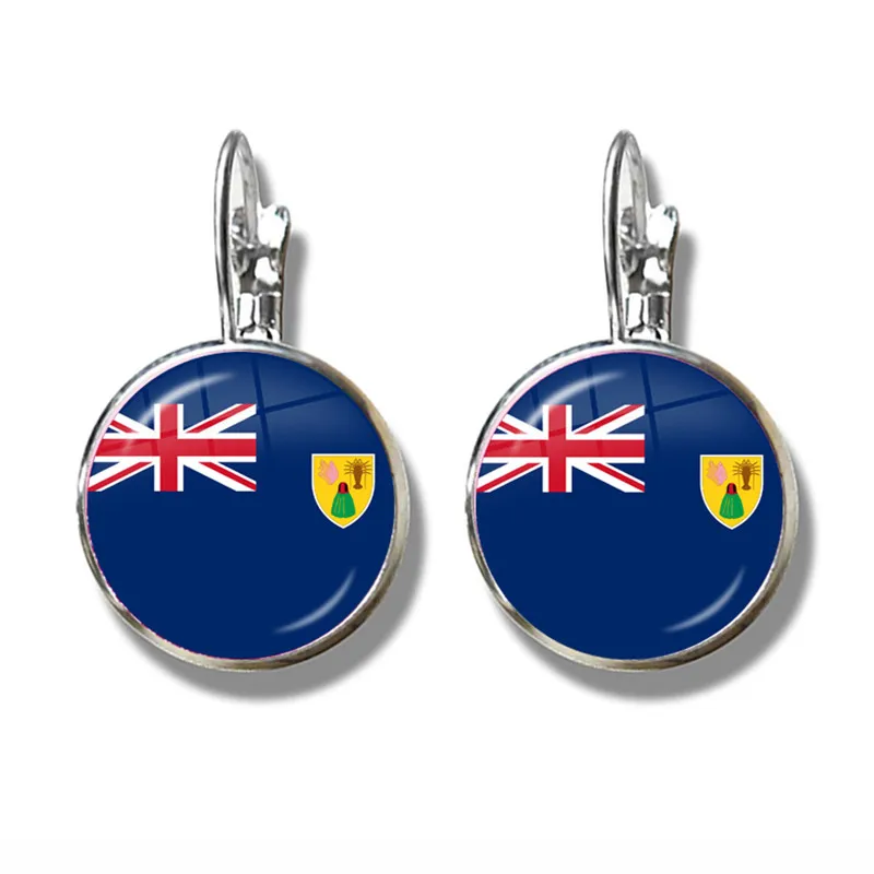 Turks and Caicos Islands,Anguilla,Cayman Islands,British Virgin Islands,Bermuda,Guadeloupe National Flag French Hook Earrings