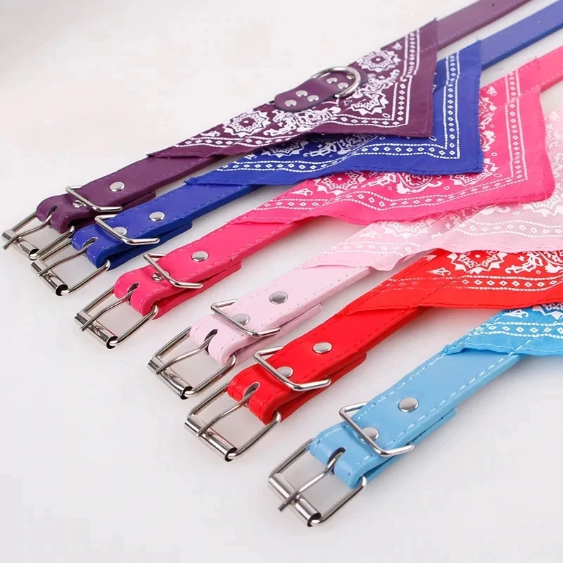 Lovely Adjustable Small Dog Collar For Dogs Small Pet Slobber Towel Pitbull Cat Collar Print Scarf Design Neckerchief