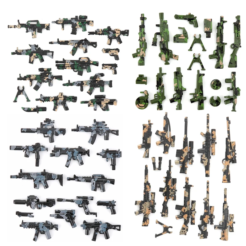 Militry  Building Blocks WW2 Special Forces Camouflage Guns Army Weapons Solider Figures Accessories Kids Brain-training Toys