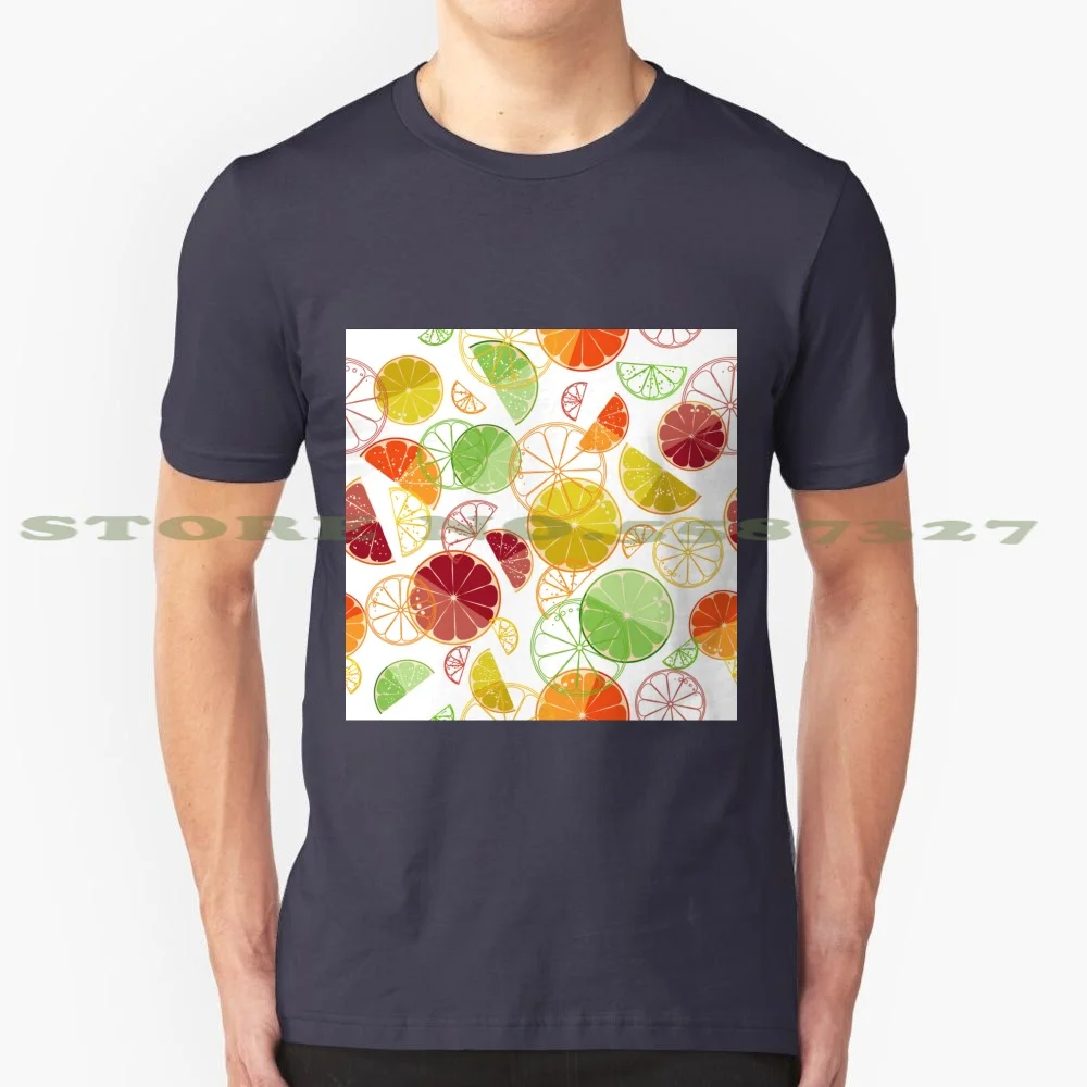 Candied Fruits , Bright Citruses , Lemon , Grapefruit , Orange , Lime 100% Cotton T-Shirt Background Bright Citruses Candied