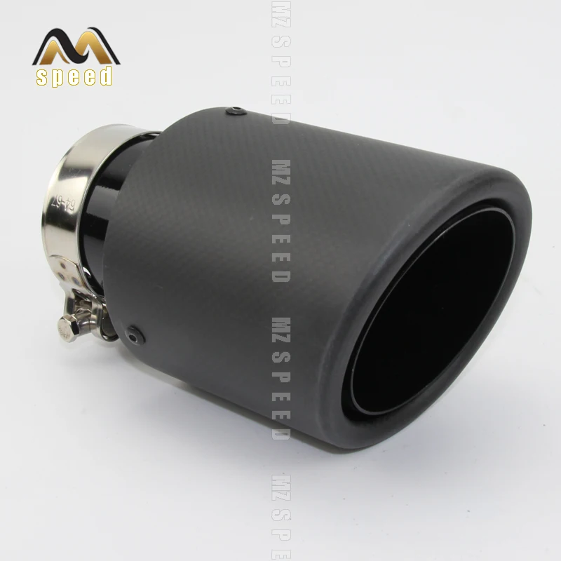 Car Accessories exhaust muffler tail-throat universal flanged lusterless carbon fiber black stainless steel for BMW E46 E90