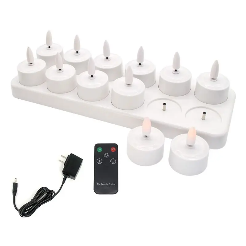 set of 12 Rechargeable Romantic Led Candle 3D Flame TeaLight Candle lamp 5key Remote controller Waxless Christmas Wedding party