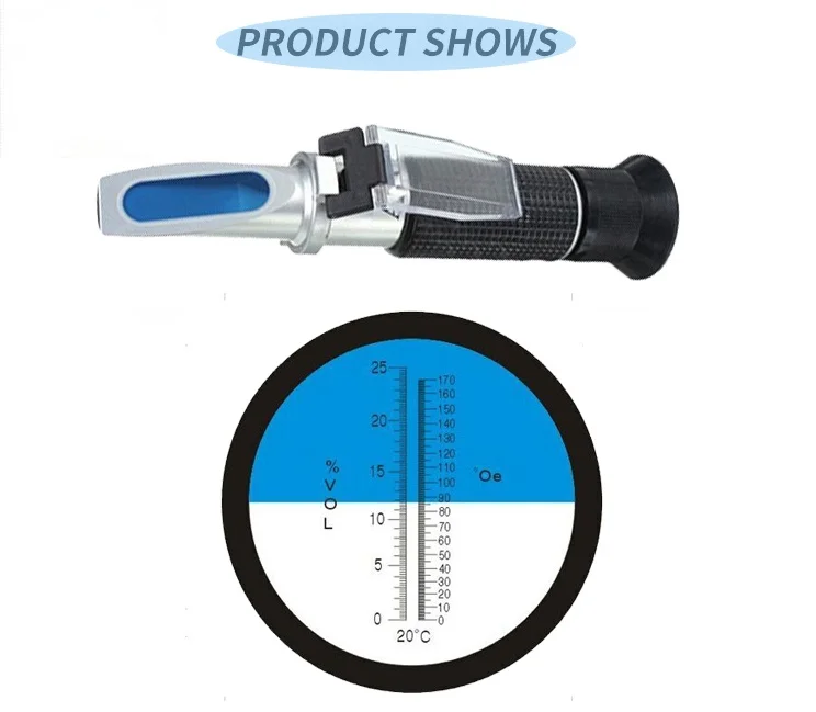 Handheld Refractometer 25-40% Sugar 0-25% Alcohol Concentration Optical Wine Content Meter Mini ATC Measuring TesterCD