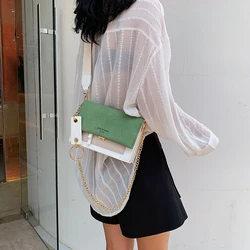 Color Blocking Chain Frosted Single Shoulder Crossbody Small Square Bag for Women