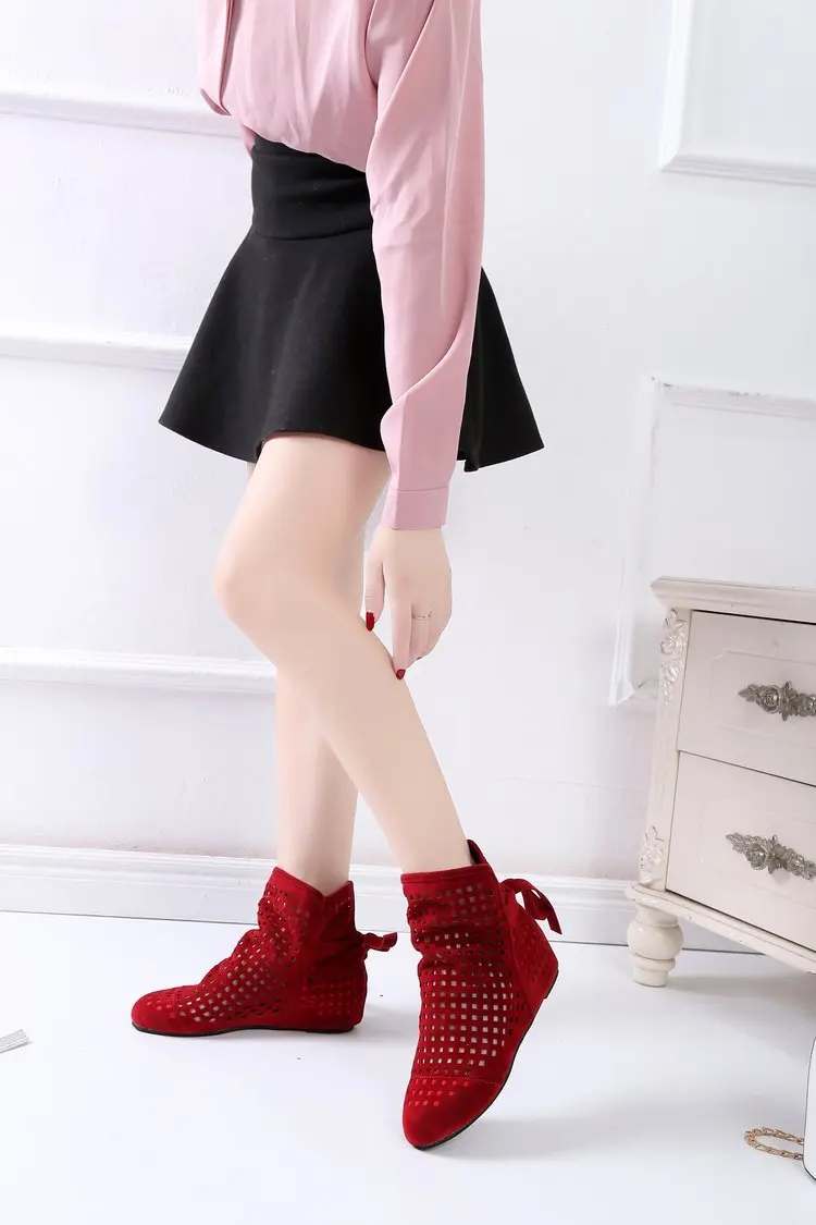 Fashion Women Boots classic Autumn Summer boots boots new shoes lace hollow crochet boots Black Bow hollow fashion women's boots