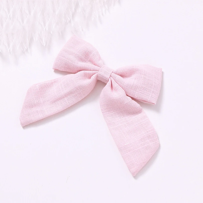 Lớn Cung Tên Bé Hairclips Vải Lanh Cotton Barrettes Cho Bé Gái Mùa Hè Màu Tóc Chân Trẻ Em Hairgrips Trẻ Sơ Sinh Phụ Kiện Tóc