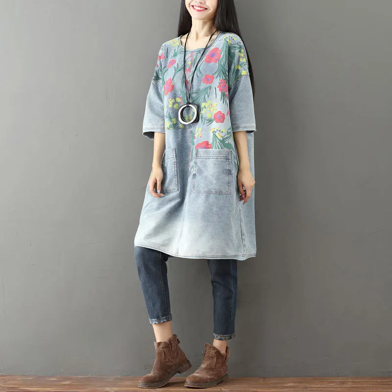 Max LuLu European Style Dresses Spring Ladies Floral Denim Dress Womens Embroidery Loose Vestidos Female Vintage Printed Clothes