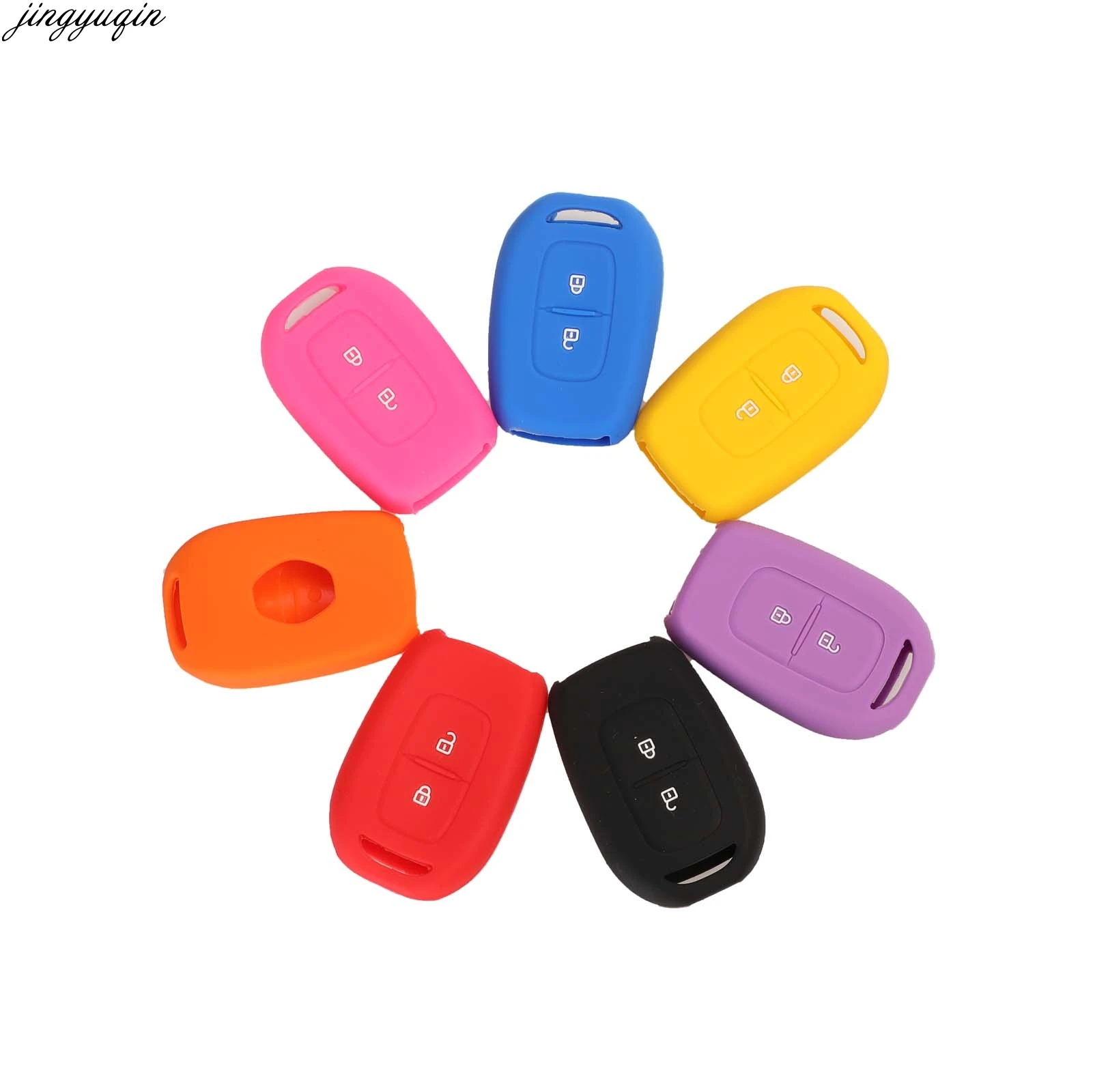 

Jingyuqin for Renault Scenic Master Megane Duster Logan Clio Captur Laguna Fluence 2 Buttons Silicone Remote Key Cover