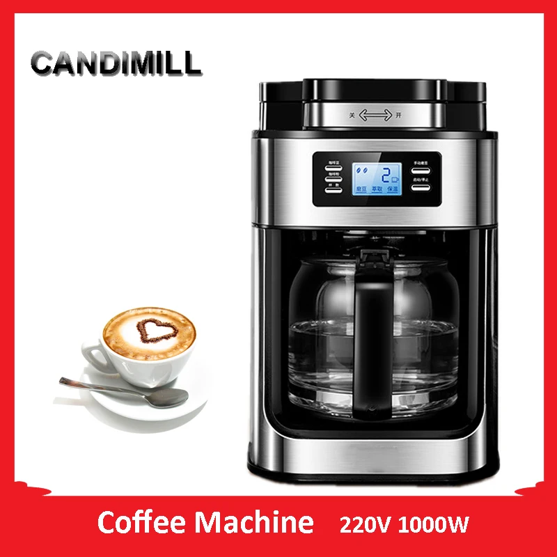 

CANDIMILL Bean Powder Dual-use Small Coffee Machine Coffee Maker Home Bean Grinder Fresh Grinding American Espresso Coffee