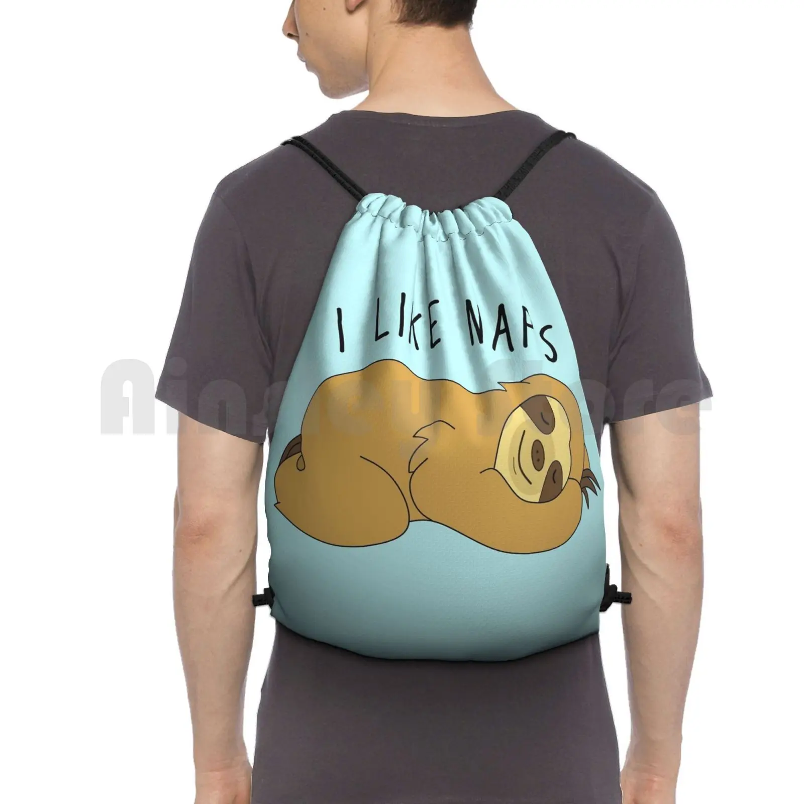 I Like Naps-Sloth Backpack Drawstring Bags Gym Bag Waterproof Sloth Sloths Naps Nap Napping Sleep Sleep Band Fun Funny