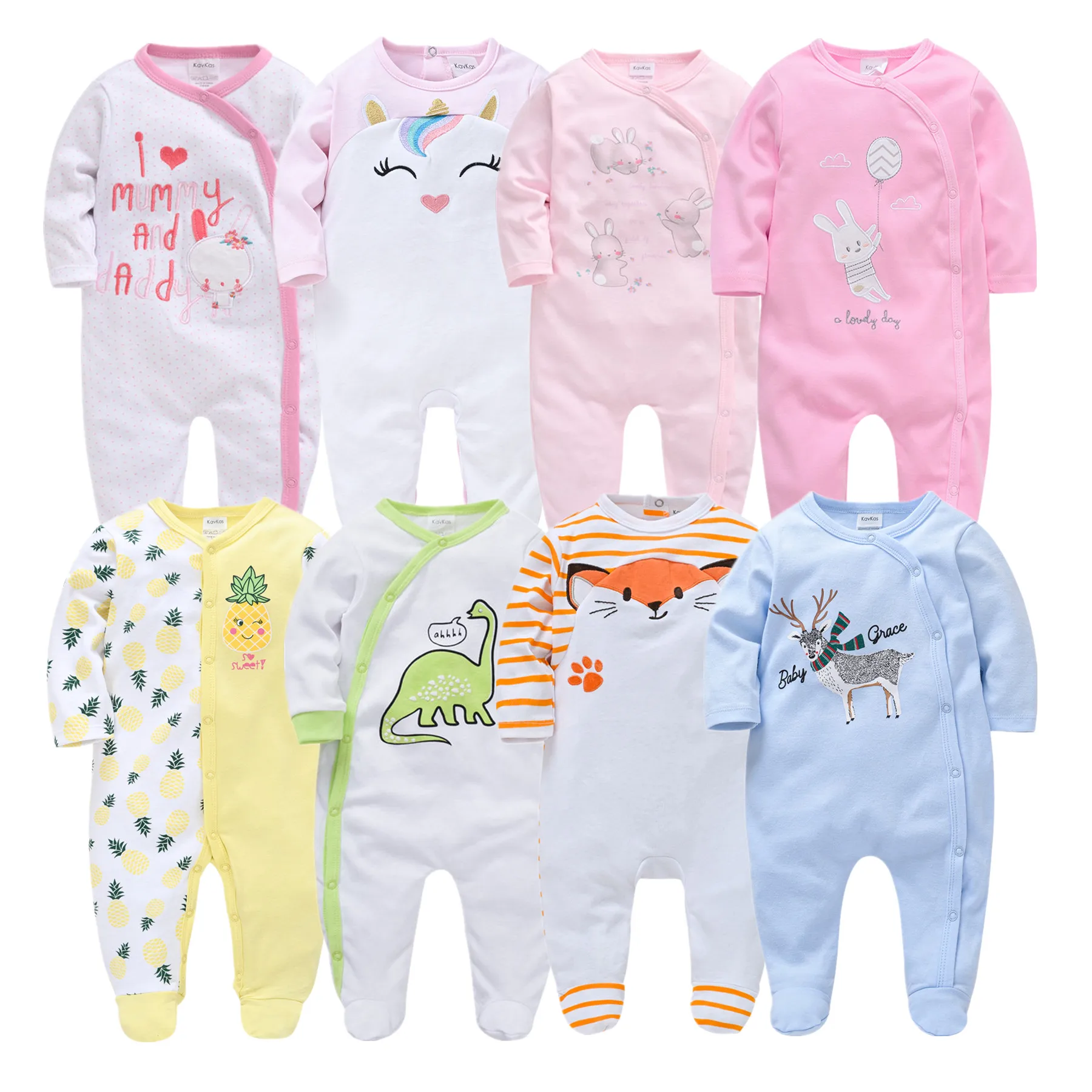 Cartoon Toddler Girls Boy Rompers Roupas Bebe De Cartoon 100%Cotton Newborn Baby Body Suit Baby Pajama Kids Jumpsuit Onesies