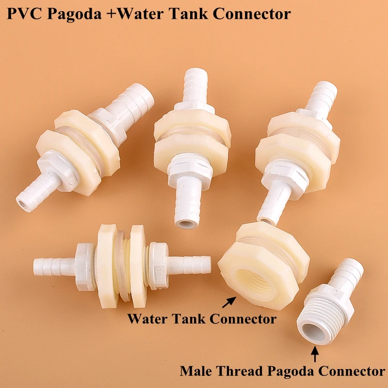 

1/2" To 8~16mm PVC Fish Tank Coupling Joints Aquarium Drain Pipe Connector, Water Tank Adapter Watering Irrigation Hose Fittings