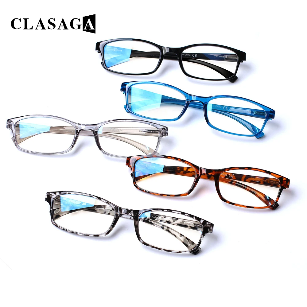 

CLASAGA 5 Pack Reading Glasses Spring Hinge Blue Light Blocking Anti Fatigue Anti UV Men and Women Computer Reader Eyeglasses