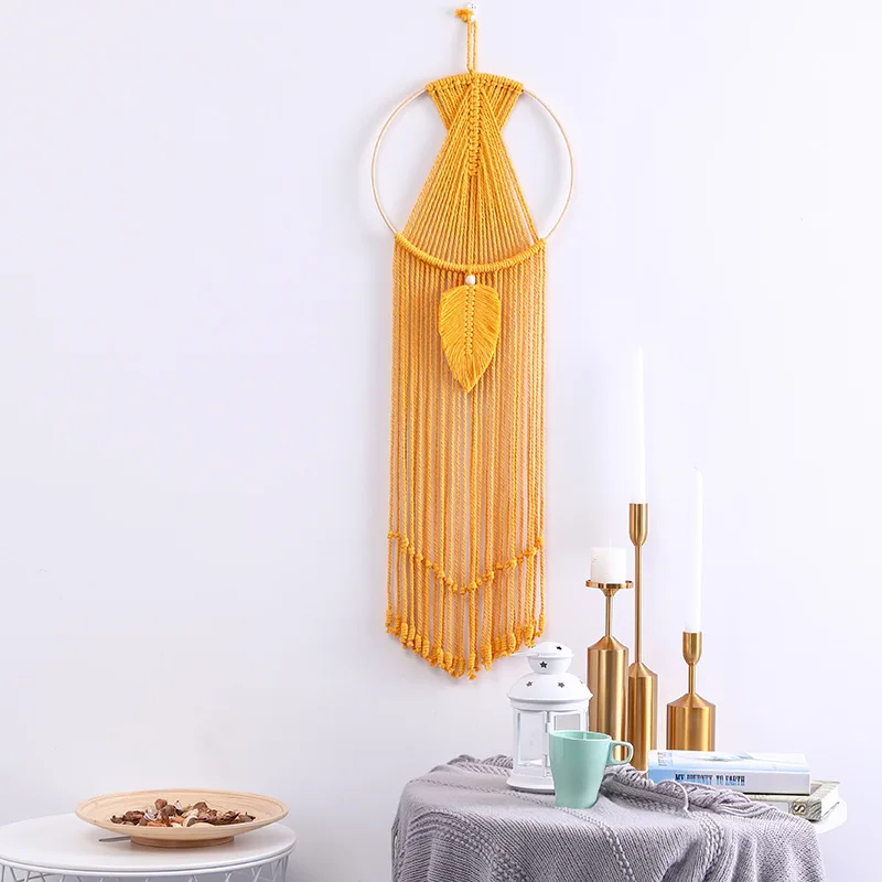 

Macrame Wall Hanging Tapestry, Hand-Woven Leaves, Boho Tassel Tapestries, Door, Home Porch, Room Decorations, 6 Colors