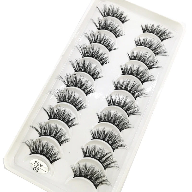 10คู่ครึ่ง Eye Lashes ขนตาปลอมธรรมชาติทำด้วยมือ3D Mink Lashes ขายส่ง Peralatan Rias Reusable สั้นตัวต่อขนตา