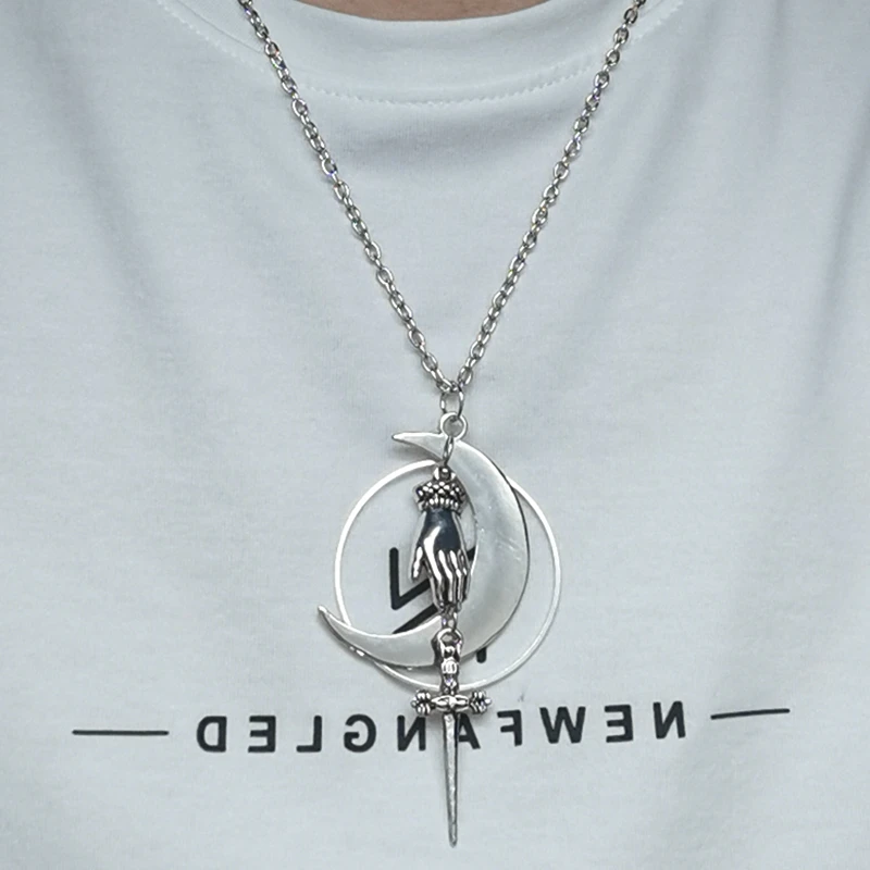 Hecate Pendant Necklace Crescent Moon Dagger Necklace Goth Gothic Witchy Sword Victorian Jewelry,witchcraft&Magic Handmade view 2