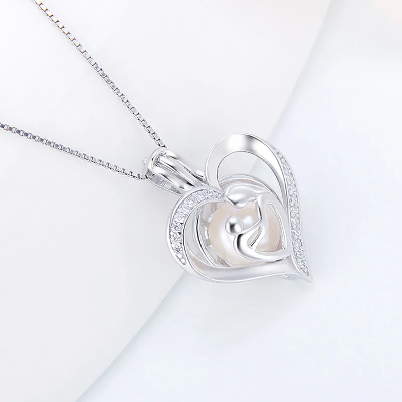CLUCI Silver 925 Heart Shaped Pearl Locket for Women Necklace Making 925 Sterling Silver Pendant Mother\'s Day Gift SC350SB