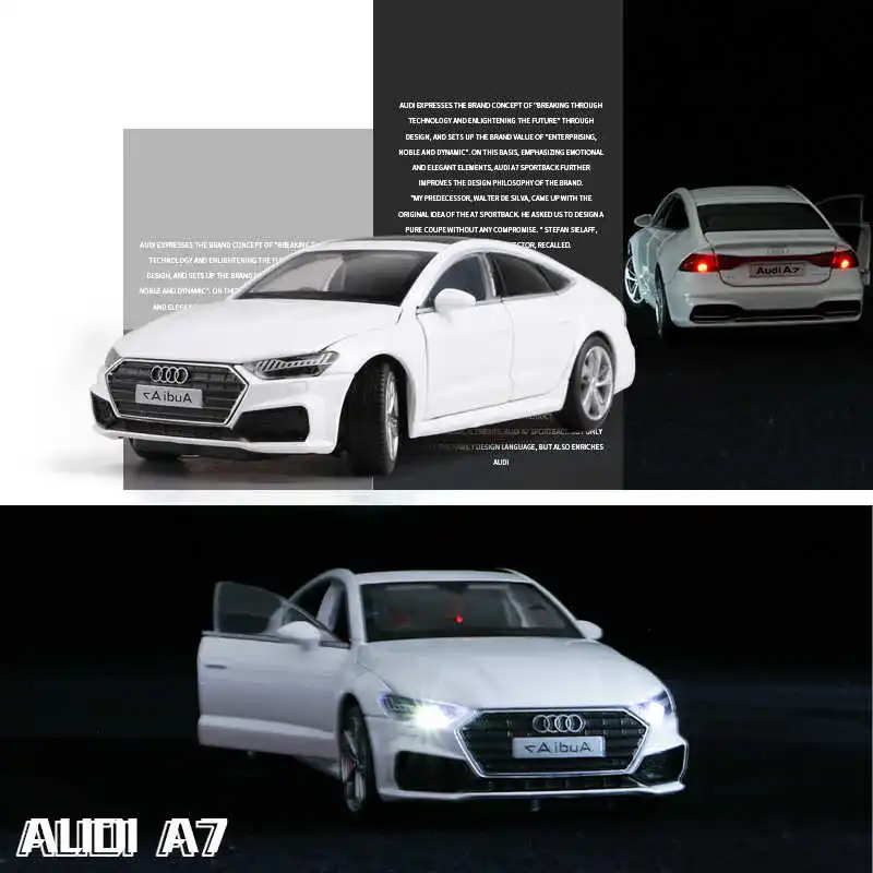 1:32 AUDI A7 Coupe Alloy Car Model Diecasts & Toy Vehicles Metal Toy Car Model High Simulation Sound Light Collection Kids Gift