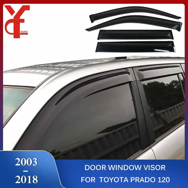 

2003-2018 ABS Door Window Visor Side Wind Deflectors For Toyota Prado 120 2003 2007 2008 2009 2018 land cruiser fj120 Rain Guard