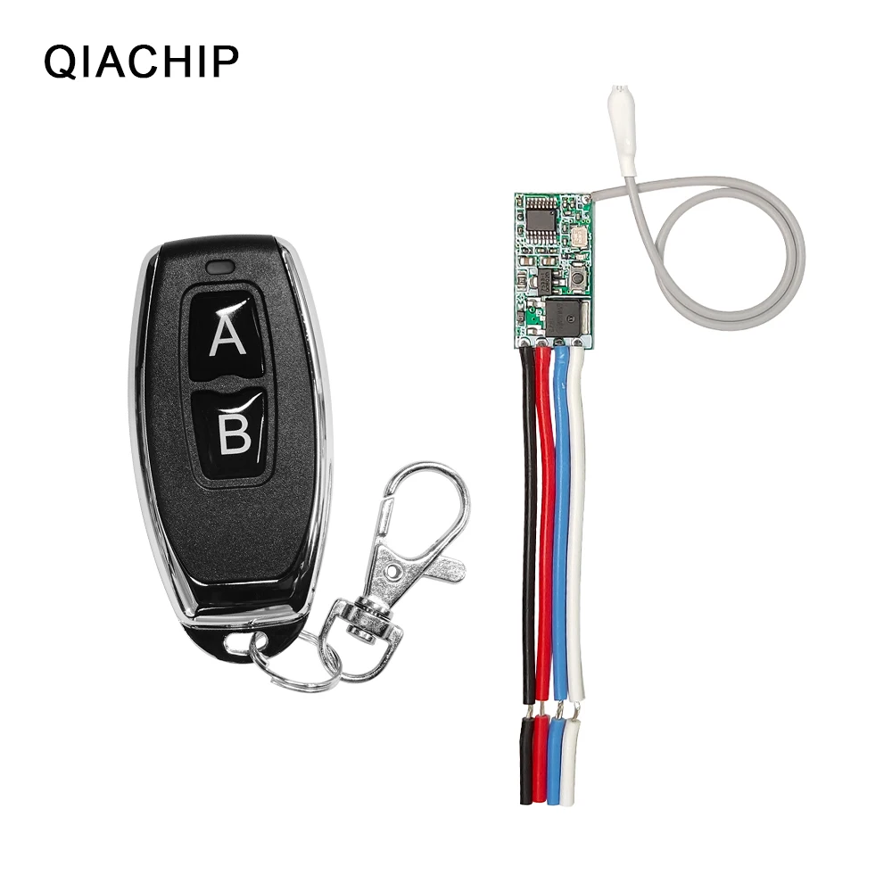 QIACHIP 433 MHz kabelloser Fernbedienungsschalter, Mini-Empfänger mit großer Reichweite, 3,6 V, 12 V, 24 V und 433 MHz-Sender, LED-Fernbedienung