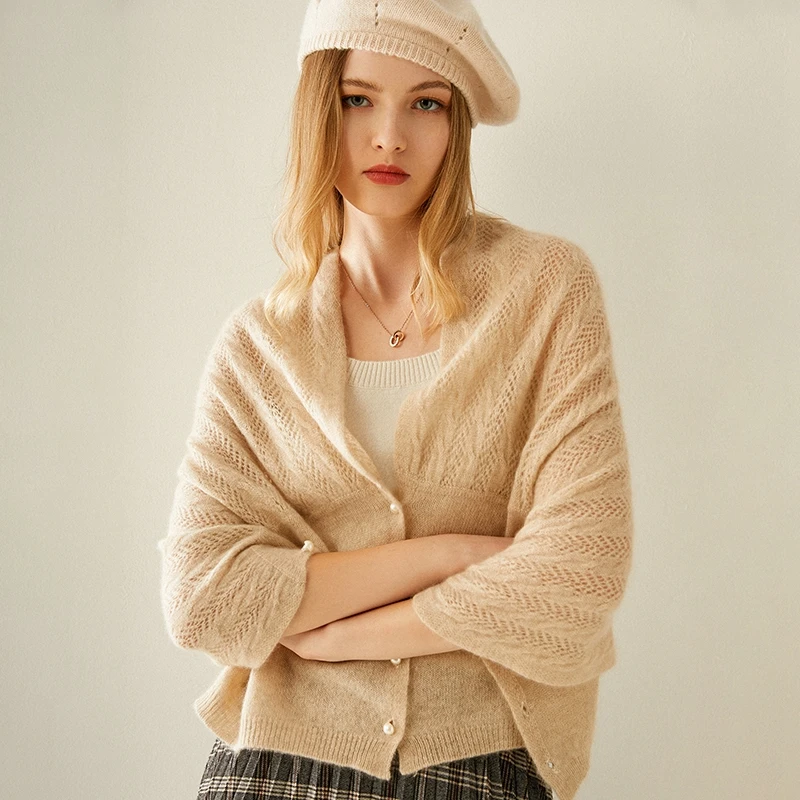 Goat Cashmere Knitting Jackets for Women, 100% Goat, Soft and High Quality, Ladies Tops, 3Colors, 150cm x 60cm