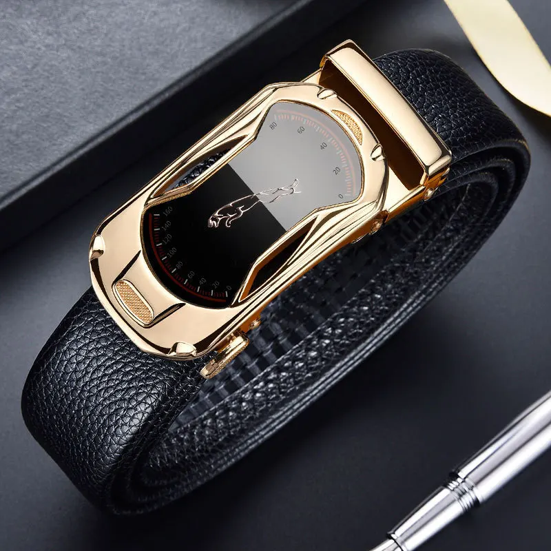 High Quality Plus Size Genuine Leather Belt Metal Alloy Automatic Buckle Brand Luxury Design Waist Belts for Men Strap Male 2023