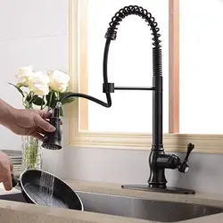 Kitchen Faucet with Pull Down Sprayer Oil Rubbed Bronze, Single Handle High Arc Pull Out Spray Head Kitchen Sink Faucet