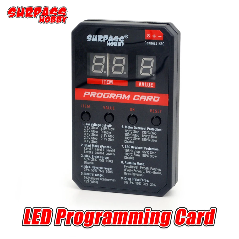 RC Car Supersonic LED Program Card dla 45A/60A/80A/120A/150A ESC bezszczotkowy elektroniczny regulator prędkości dla samochodu RC